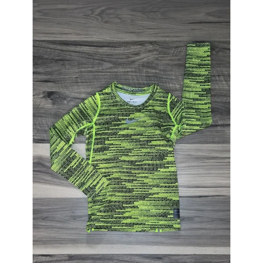 Nike Kids Neon Green & Black Long Sleeve Swim Rashguard